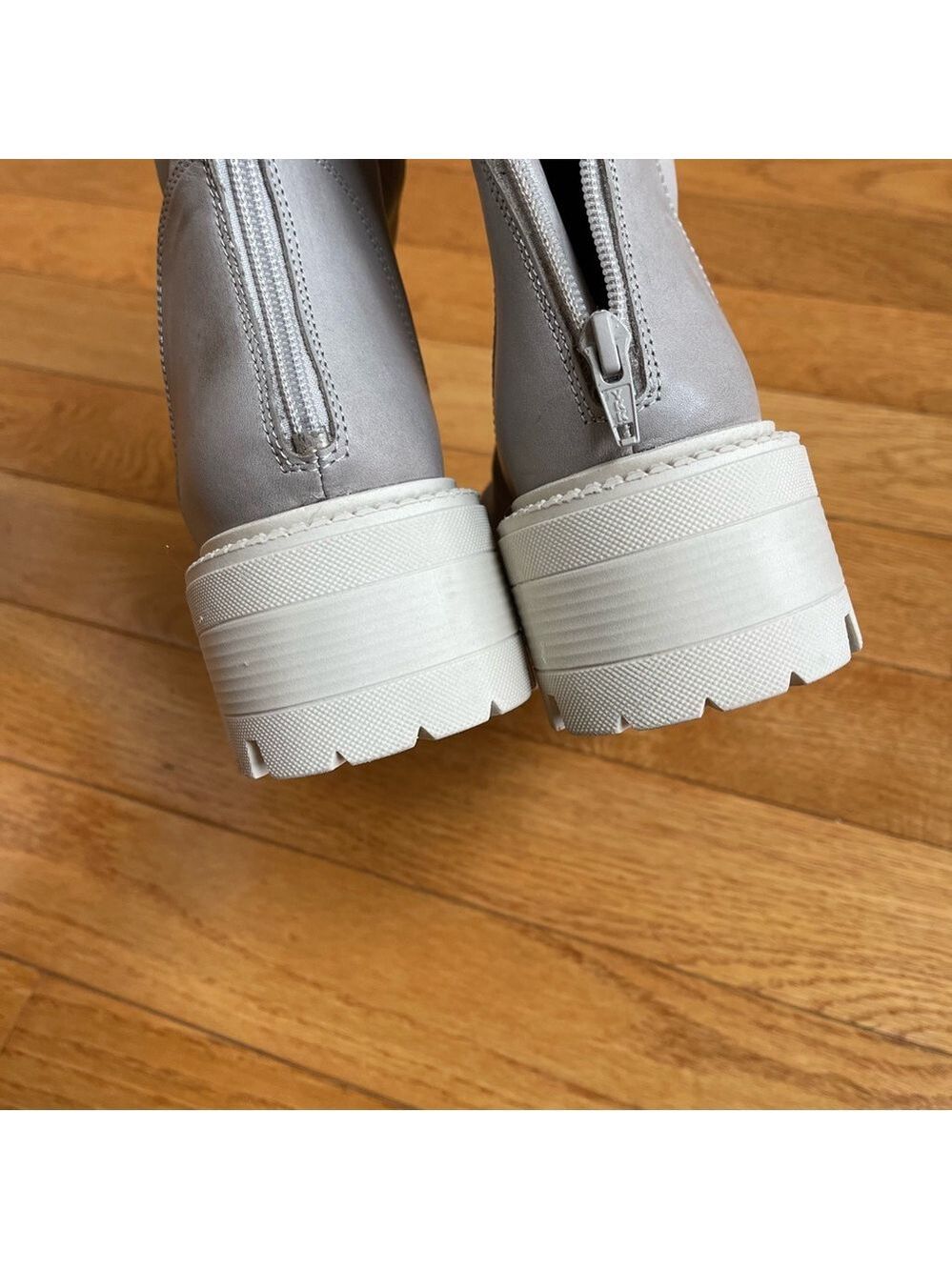 Free People Emma Ruche leather Boots grey white chunky sole Sz 39.5 - Picture 5 of 12